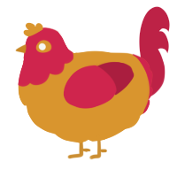A orange and crimson chicken with a head pattern