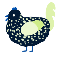 A tumblr and apple chicken with a speckle pattern