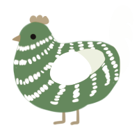 A viridian and apple chicken with a bar pattern