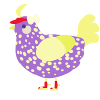 A lilac and apple chicken with a speckle pattern