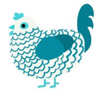 A white and sea chicken with a lace pattern