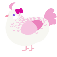 A white and pink chicken with a half-lace pattern