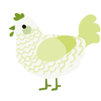 A white and lemon chicken with a lace pattern