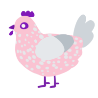 A rose and mist chicken with a speckle pattern