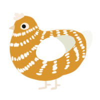 A orange and white chicken with a bar pattern