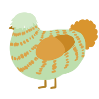 A grass and beige chicken with a bar pattern