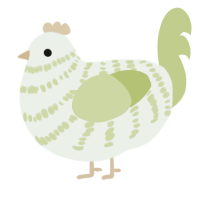 A gluppy and lime chicken with a bar pattern