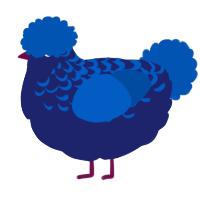 A navy and ultramarine chicken with a half-lace pattern