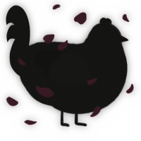 A black chicken with a lace pattern