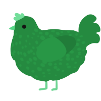 A viridian chicken with a speckle pattern