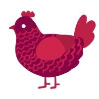 A maroon and crimson chicken with a lace pattern