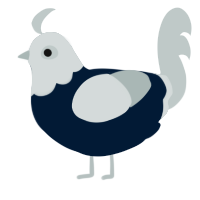 A tumblr and silver chicken with a head pattern