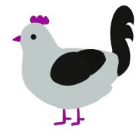 A silver and black chicken