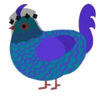 Blueby, a sea and indigo chicken with a lace pattern