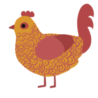 A orange and red chicken with a double-lace pattern