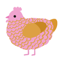 A pink and orange chicken with a lace pattern