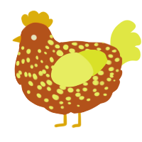 A brown and lemon chicken with a speckle pattern