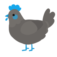 A grey chicken with a head pattern