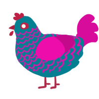 A sea and fuchsia chicken with a lace pattern