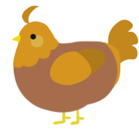 A brown and ochre chicken with a head pattern
