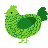 A grass and leaf chicken with a lace pattern