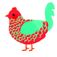 A turquoise and wine chicken with a lace pattern