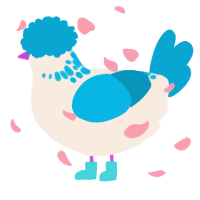 A cream and cerulean chicken with a neck-speckle pattern