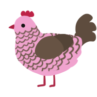 A pink and bark chicken with a lace pattern