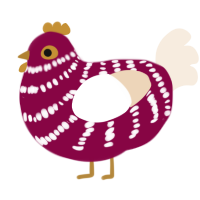 A maroon and cream chicken with a bar pattern