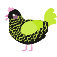 A sable and lime chicken with a lace pattern