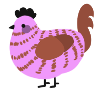 A lavender and russet chicken with a bar pattern