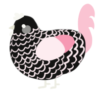 A black and rose chicken with a lace pattern