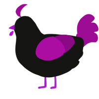 A black and plum chicken