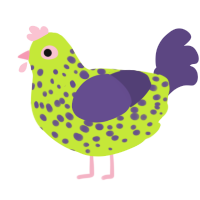 A lime and overcast chicken with a speckle pattern