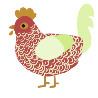MariMari 3-32, a red and apple chicken with a double-lace pattern