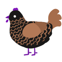 A sable and brown chicken with a lace pattern