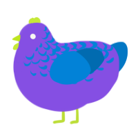 A blurple and sapphire chicken with a half-lace pattern