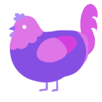 Mesmeria, a blurple and orchid chicken with a head pattern