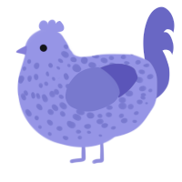 A blurple and indigo chicken with a speckle pattern