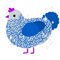 A mist and ultramarine chicken with a double-lace pattern