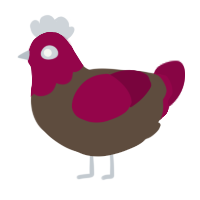 A bark and maroon chicken with a head pattern