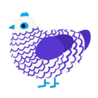 Mystic, a white and indigo chicken with a lace pattern