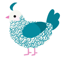 A white and sea chicken with a double-lace pattern