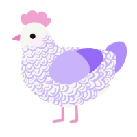 A white and lilac chicken with a double-lace pattern