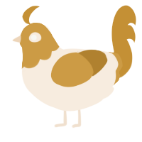 A cream and gold chicken with a head pattern