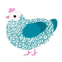Fray, a white and sea chicken with a double-lace pattern