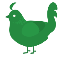 A viridian chicken with a neck-speckle pattern