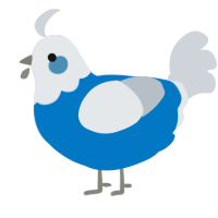 A sapphire and mist chicken with a head pattern