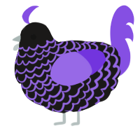 A sable and blurple chicken with a lace pattern