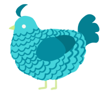 A aqua and sea chicken with a lace pattern
